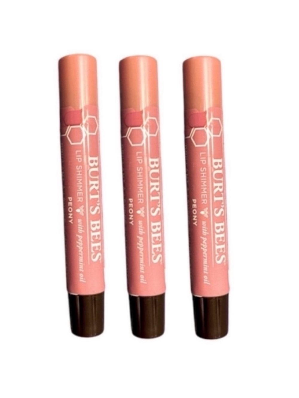 New 3 Burt’s Bees Peony Lip Shimmer